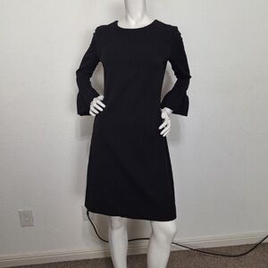 Kim and Proper Classic Black 3/4 Bell Sleeve Romantic Preppy Sheath Dress Size S